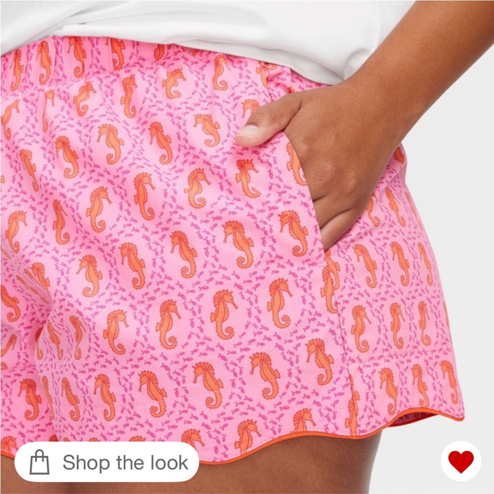 Women’s Seahorse Poplin Boxer Shorts Pink - Roller Rabbit x Target - Picture 2 of 3